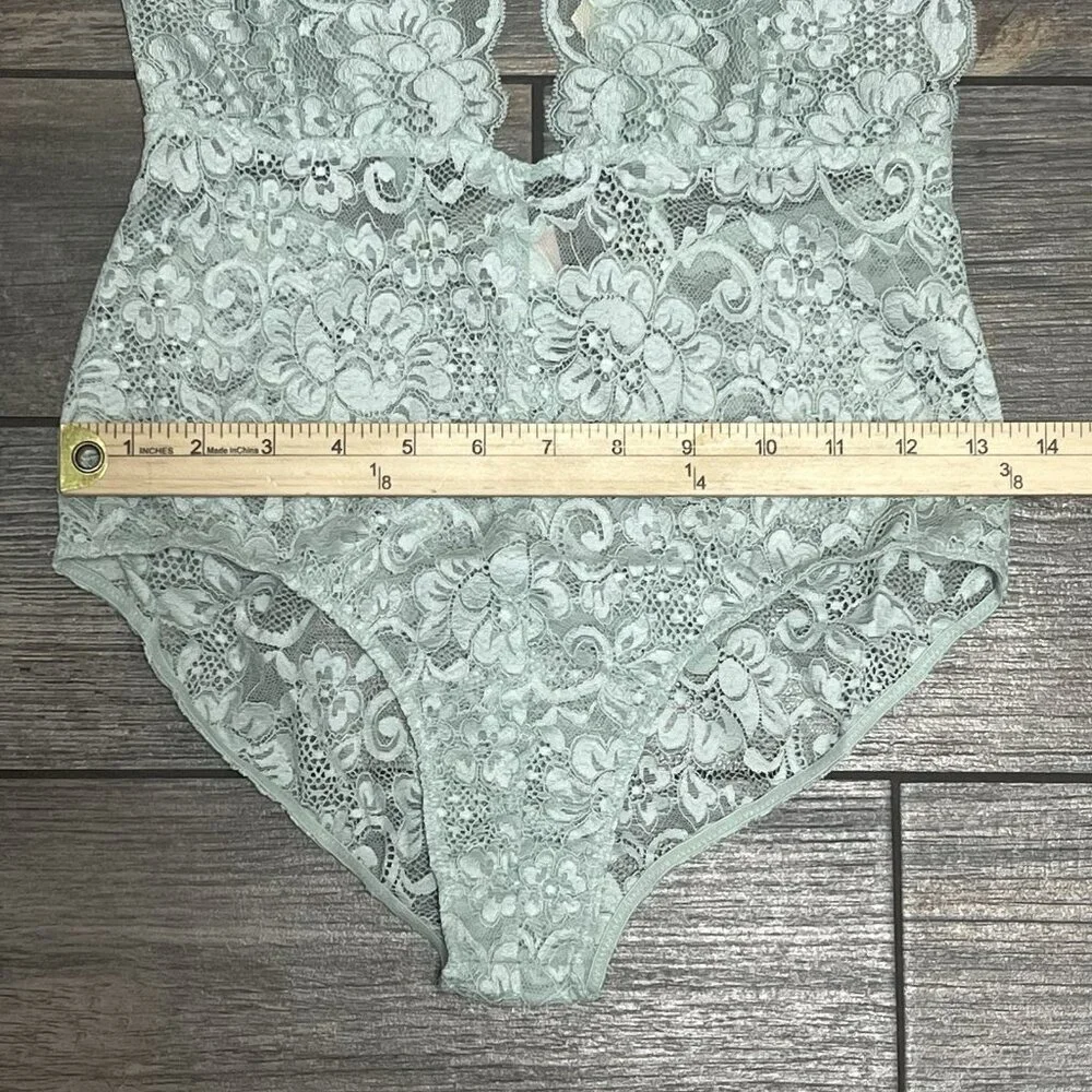 NWT Free People X HAH Comin in Haht Lace Bodysuit Small Something Blue Bride